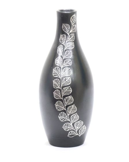  Black Pottery Flower Vase Narrow Mouth Shape