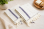 Handloom Cotton Towel 1.75 meter || Light Grey & Blue Line || Set of 2 || Saras Aajeevika