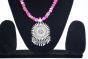 ZTH Beads Necklace & Earring Set with Pearls | Pink & Grey Elegance