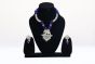 Silver-Toned Necklace with Pipe Beads & Blue Thread Dori | Handcrafted Elegance