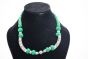 Silver-Toned Necklace with Pipe Beads & Green Thread Dori | Handcrafted Artisan Jewelry