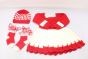 Kids Dress Set Red & Cream