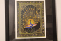 Miniature Painting Black Peacock Design Silk With Frame 7 x 5 Inch