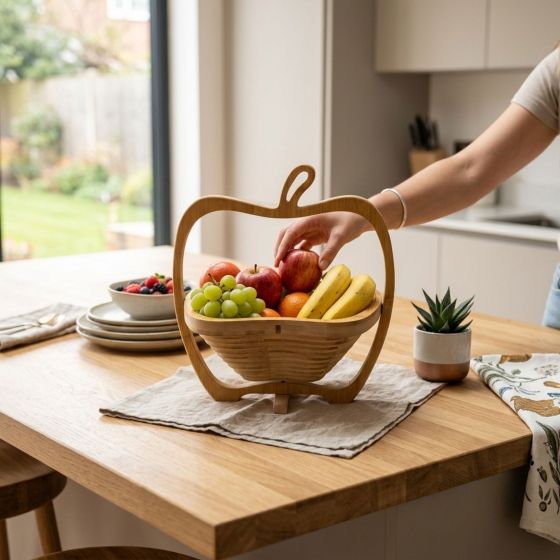 Bamboo Apple-Shaped Fruit Basket 12 inch || Saras Aajeevika