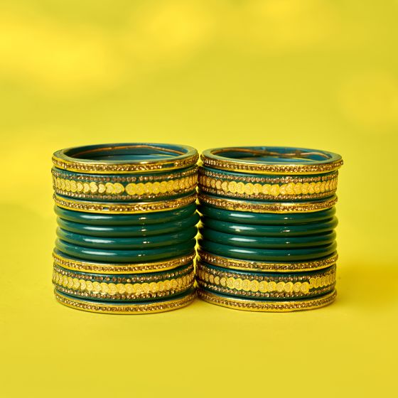 Lac Bangles || Green Color || Set of 20 || Saras Aajeevika