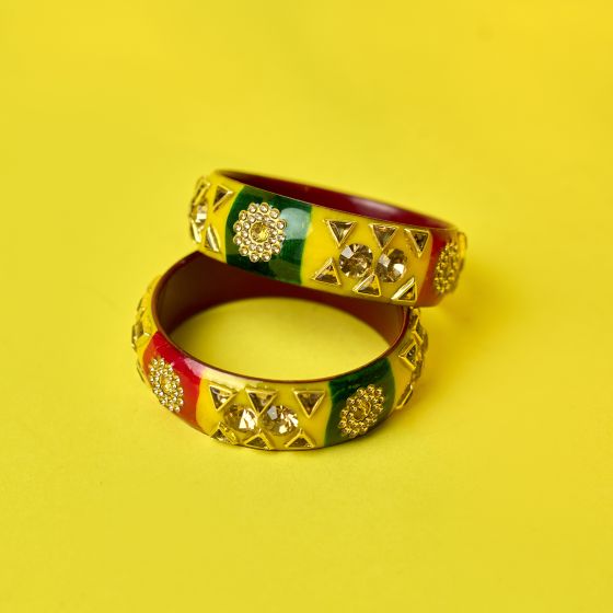 Lac Bangle Kada || Multi Color || Set of 2 || Saras Aajeevika