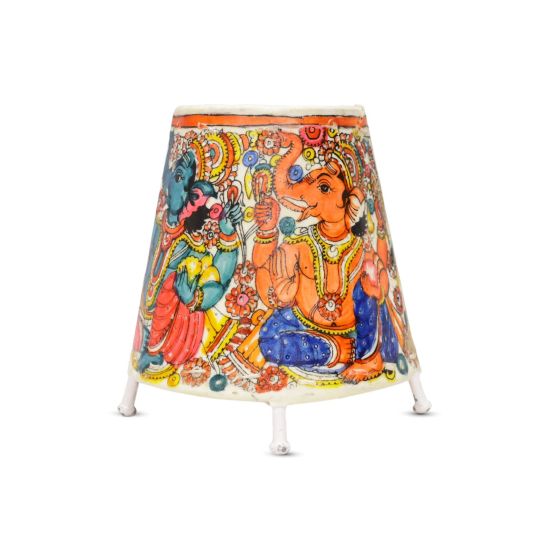 Goat Leather Round Lamp Shade Ganesha 5 inch || Saras Aajeevika