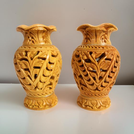Wooden Jali Flower Pot 4" (Set of 2 ) || Saras Aajeevika