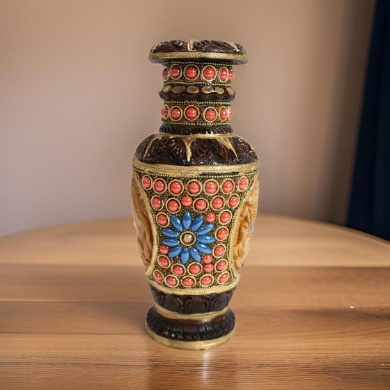 Wooden Pearl Flower Pot 9" || Natural Color || Saras Aajeevika