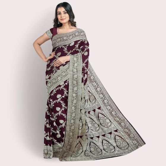 Banarsi Pure Ketan Saree with Golden Zari || Saras Aajeevika