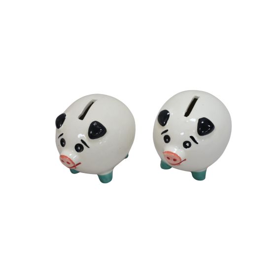 Khurja Pottery Piggy Bank White Small (So2) | Khurja Pottery Piggy Bank | Hand painted | Kitchen ware | Home Décor | White