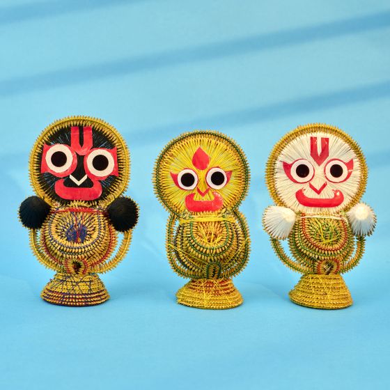 Handcrafted Jagannath Ji Set Paddy Idol || Saras Aajeevika