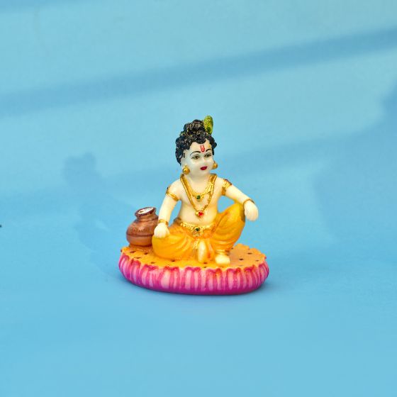 Polyrasin Krishna with Matka || Yellow Color || 4 inch || Saras Aajeevika