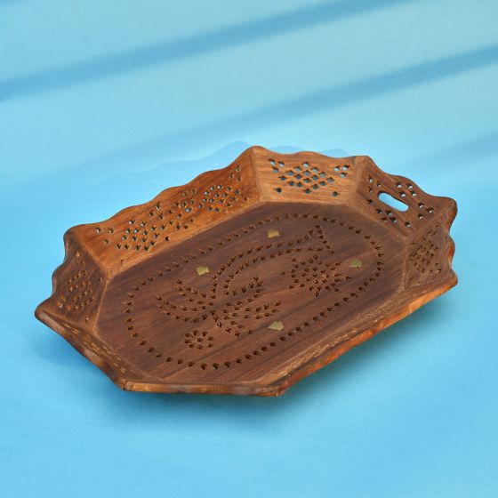 Eight-Sided Sheesham Wood Tray || Saras Aajeevika