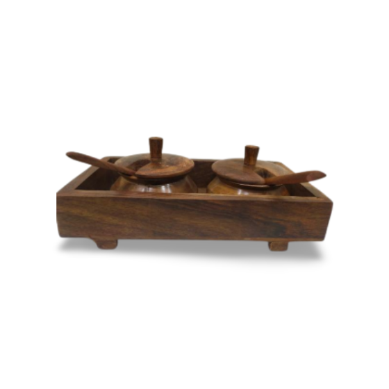  Pickle Set With Tray Wooden