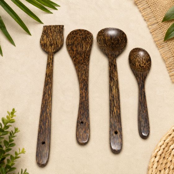 Balck Wood Spoon Set || Set of 4 || Saras Aajeevika