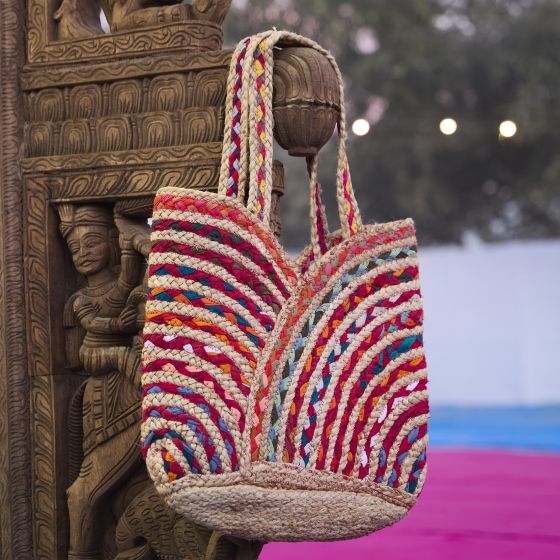 Jute Multicolour Handbag | Multipurpose Shopping Bag | Saras Aajeevika
