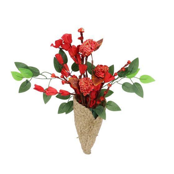 Artificial Jute Bouquet with Red Wooden Flower || Saras Aajeevika