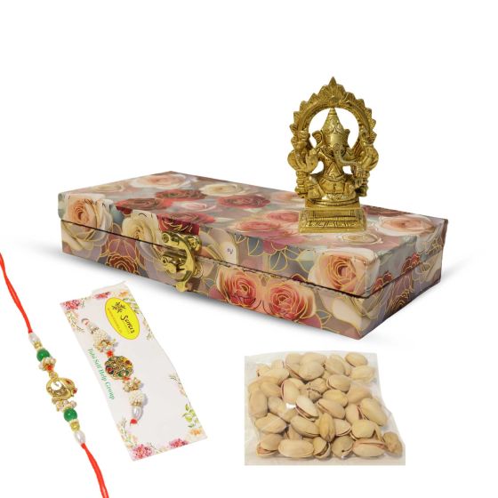 Two Bhai Dooj Gift Box with Brass Ganesha Idol & Pista || Bhai Dooj Special Gift Box || Saras Aajeevika
