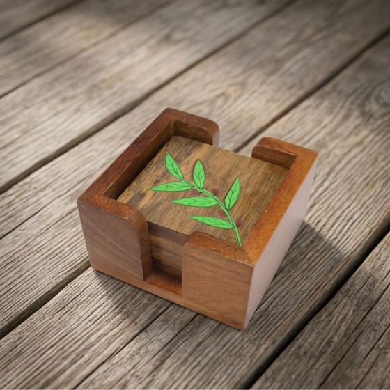 Handpainted Mango Wood Tea Coaster || Saras Aajeevika