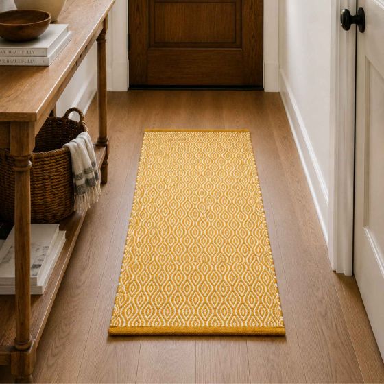 Cotton Runner 2*6 Ft || Color Yellow & White || Saras Aajeevika