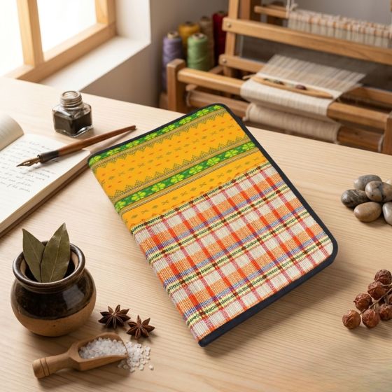 Bamboo File Folder Orange Check 13*10 inch || Saras Aajeevika