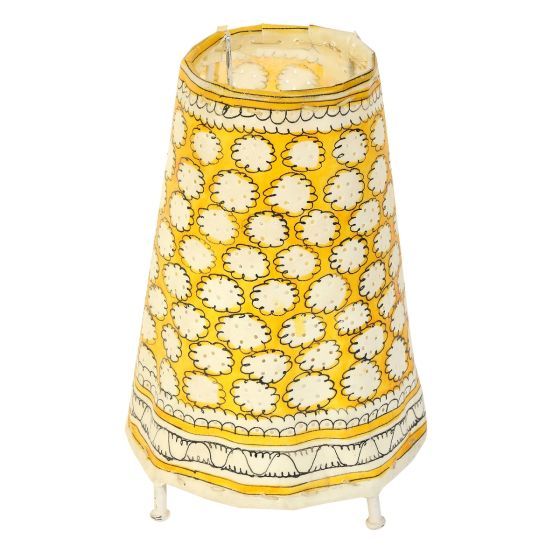 SARAS Aajeevika, Handcrafted | Goat Leather Hand painted Lamp | SHG Product | Andhra Pradesh | Leather Work | Yellow Colour | 8
