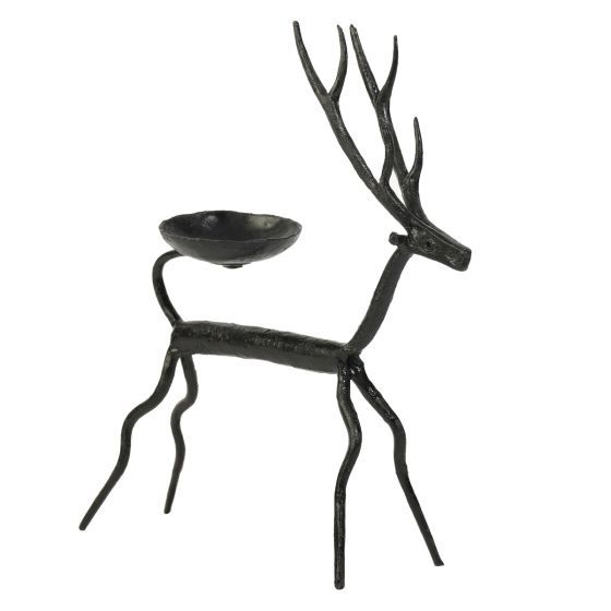 Handcrafted Wrought Iron Deer Candle Holder – Black | Decorative Showpiece by Pawita SHG, Chhattisgarh | Saras Aajeevika | 125g