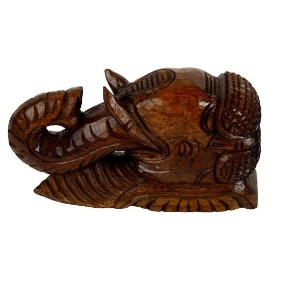 Wall Décor Bracket Wood Carving Elephant Antique Natural Colour 10