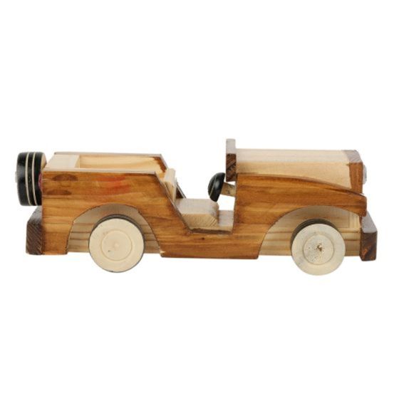 Handcrafted Wooden Vintage Toy Car – Brown & Natural Finis