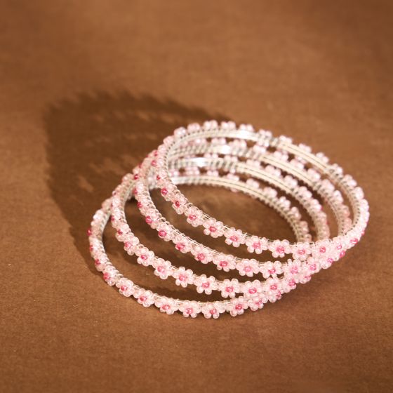 Beads Bangles || Pink Color || Set of 4 || Saras Aajeevika