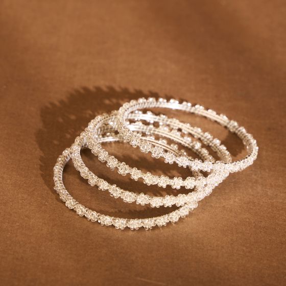 Beads Bangles || Silver Color || Set of 4 || Saras Aajeevika