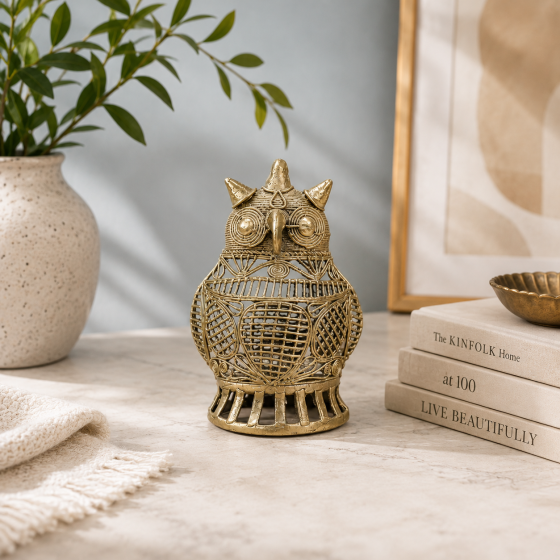 Dhokra Brass Owl || 5.2 inch || Saras Aajeevika