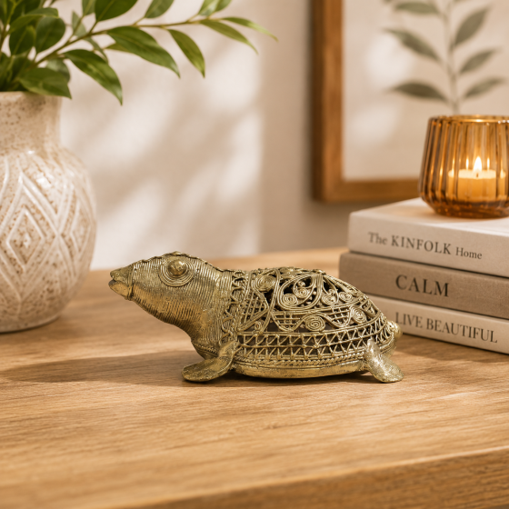 Dhokra Brass Tortoise || 6 inch || Saras Aajeevika