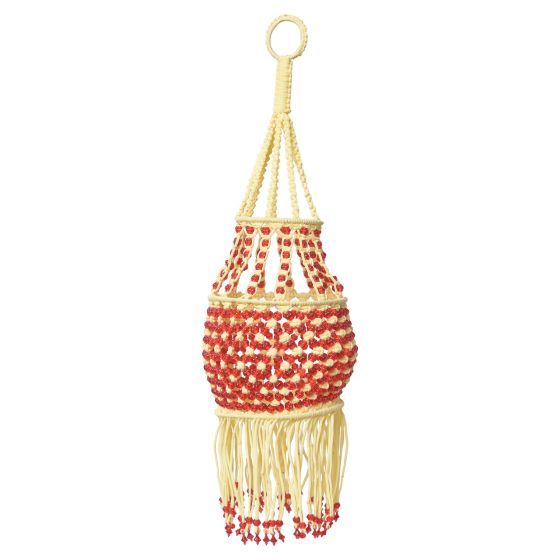 Macrame Light Jhumar Cream & Red  || Saras Aajeevika