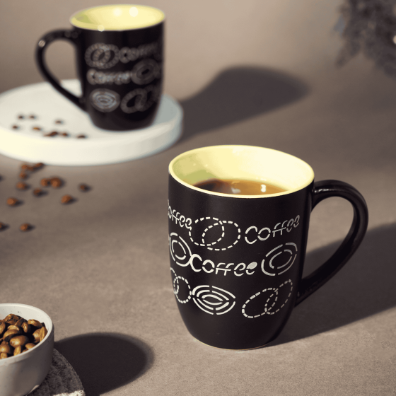 Khurja Pottery Coffee Mug Set Of 2 |Handmade mugs | Kitchenware |Home Essentials | Black