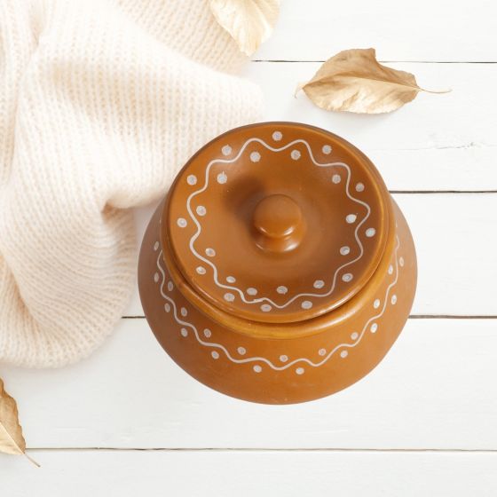 Khurja Pottery Handi Brown Clr 4" || Saras Aajeevika