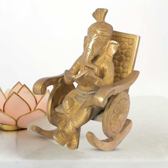 Lord Ganesh on Rocking Chair Brass Idol | SHG Product | Uttar Pradesh | Devotional | Traditional | Auspicious