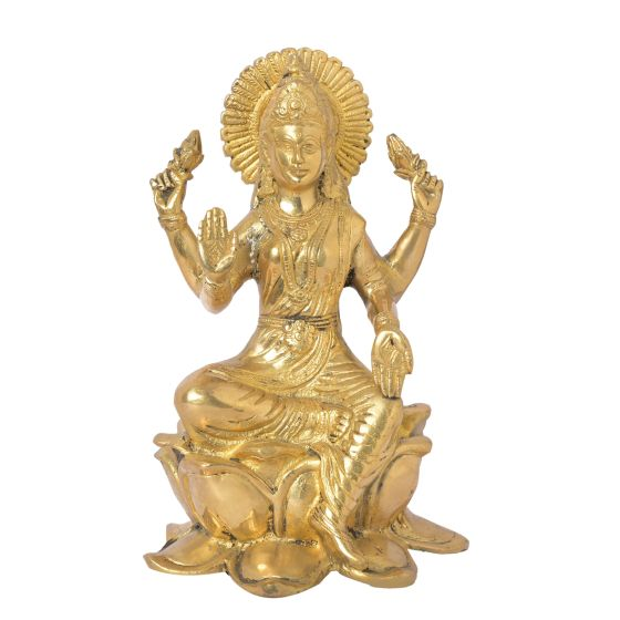 Brass Idol Maa Lakshmi on Lotus | SHG Product | Uttar Pradesh | Devotional | Traditional | Auspicious 