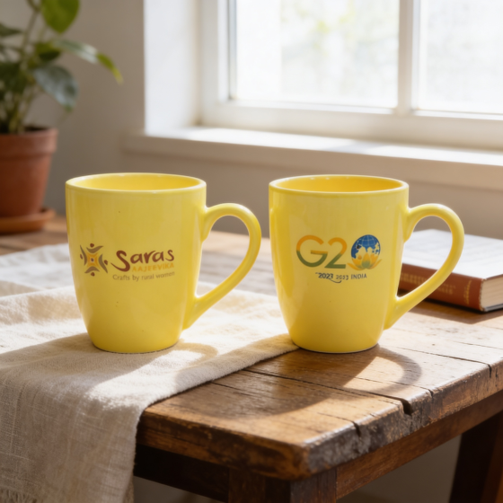 Khurja Souvenir Mug (Set of 2) Yellow || Saras Aajeevika