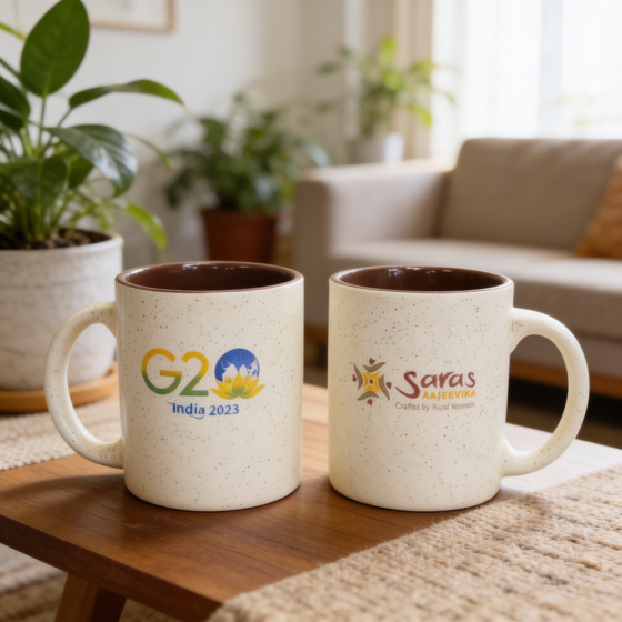 Khurja Souvenir Mug (Set of 2)|Handmade mugs | Kitchenware |Home Essentials | White