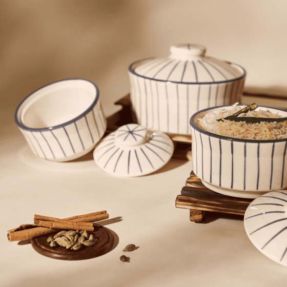 Khurja Pottery Donga  |White and grey|Decorative Item| Home Decor