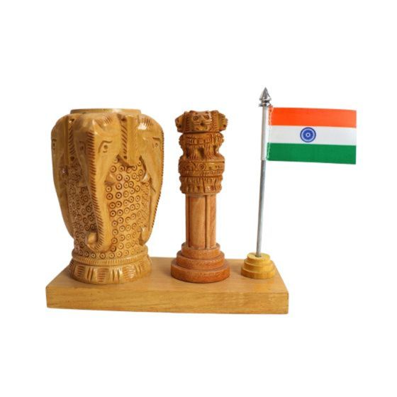 Elephant Pen Stand ||  Ashoka Piller Flag (6) || Saras Aajeevika
