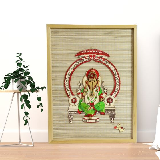 Ganesha Wall Hanging 3D Bamboo Frame || Handicrafts Wall Décor || Saras Aajeevika