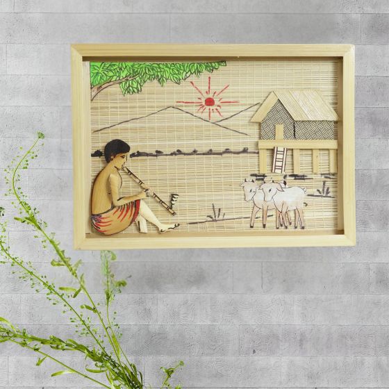 Village 3D Bamboo Frame 11*8 inch || Handicrafts Wall Décor || Saras Aajeevika