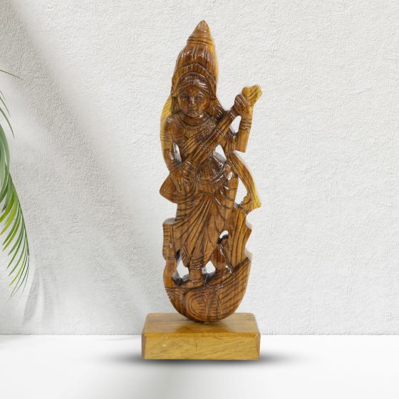 Wooden Maa Saraswati Statue 10 Inch || Handicrafted by SHG || Saras Aajeevika 
