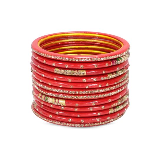 Lac Bangles Red Set of 12 || Saras Aajeevika