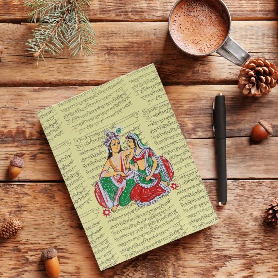 Handmade Paper Diary Radha Krishna || Yellow || 6x8 || Saras Aajeevika