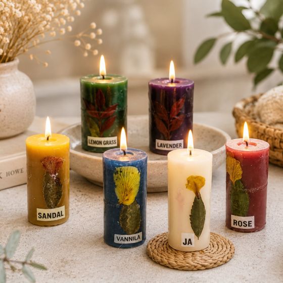 Cylindrical Purfumed Candle Multi Colour || 2.5 inch || Saras Aajeevika