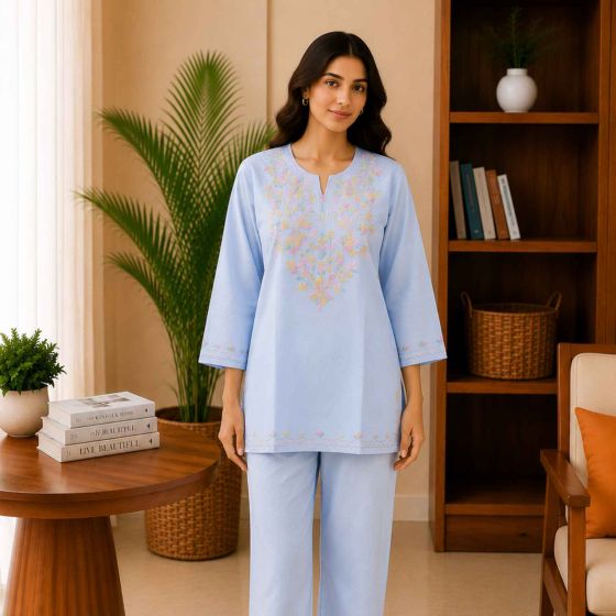 Cotton Short Kurti || Sky Blue Colour || M size || Saras Aajeevika